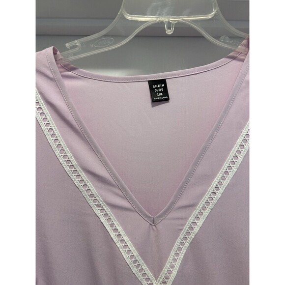 Plus Size 2XL Shein Dress Knee Length Purple Tiered Ruffles Bell Sleeve Curvy - Picture 2 of 4